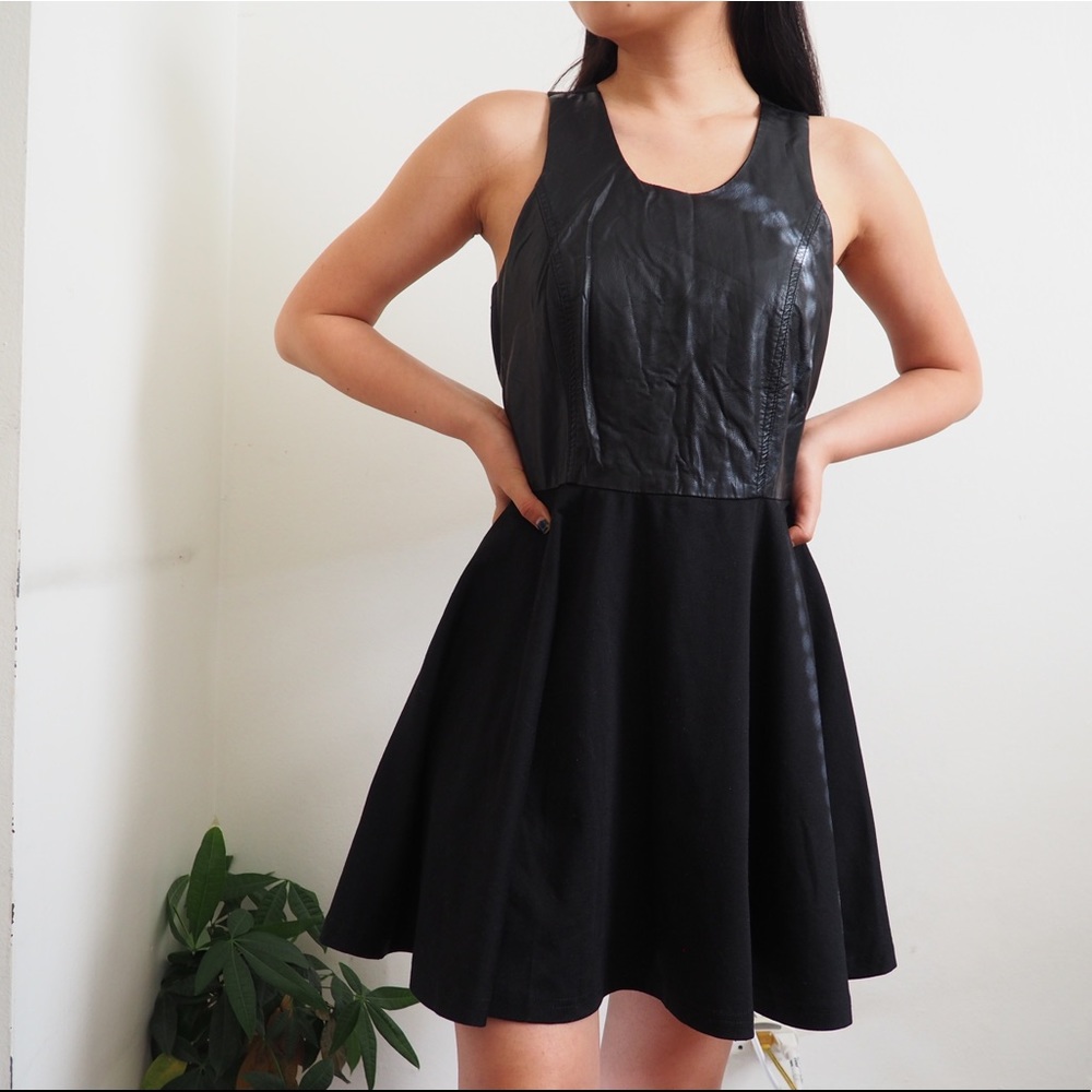 3/$12 Leather skater dress with keyhole